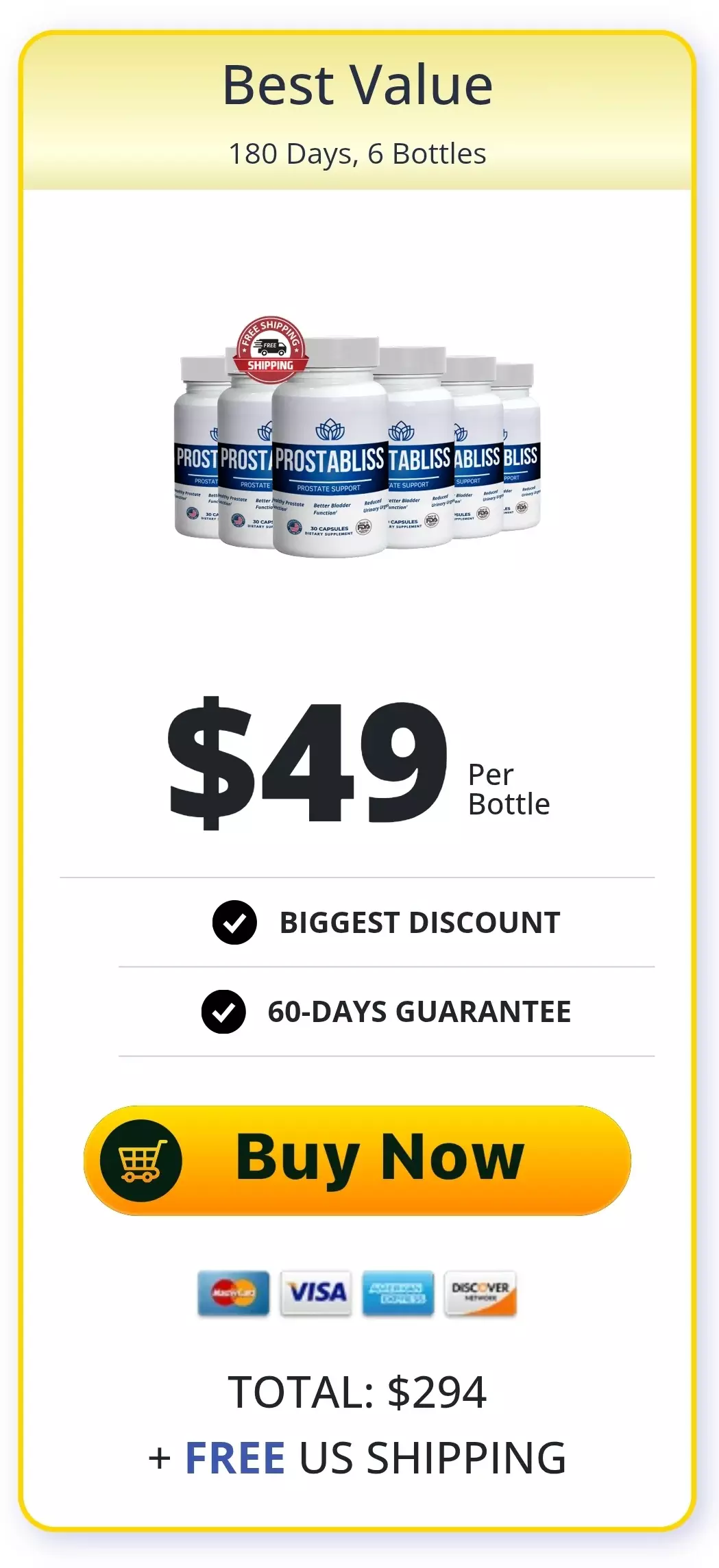 Prostabliss™ 6 bottles pricing